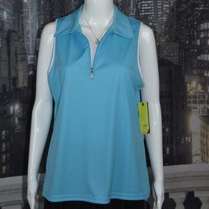 Emerald 18 NWT sz L Ladies Golf Shirt with White Trim and Back Cut Out $52 MSRP